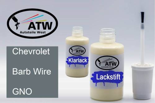 Chevrolet, Barb Wire, GNO: 20ml Lackstift + 20ml Klarlack - Set, von ATW Autoteile West.